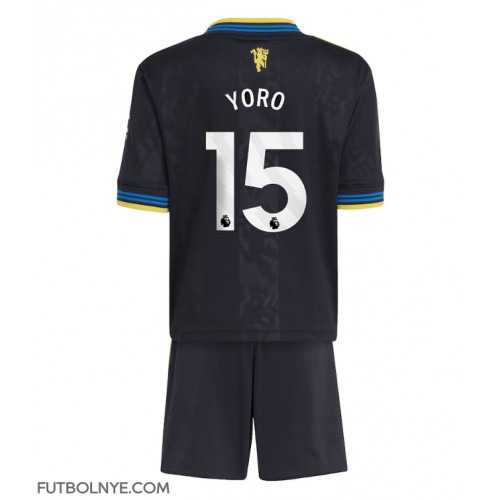 Camiseta Manchester United Leny Yoro #15 Tercera Equipación para niños 2025-26 manga corta (+ pantalones cortos)